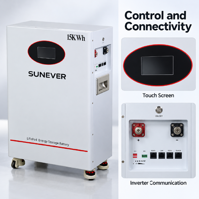 SUNEVER TD-15 51.2V 300Ah LiFePO4 태양광 저장 배터리 15.36kWh 200A CAN RS485 플로어 스탠딩