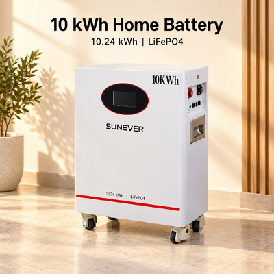 UNEVER 10kWh 51.2V 200Ah 가정 에너지 저장 및 오프 그리드 백업 전원용 LiFePO4 리튬 태양광 배터리