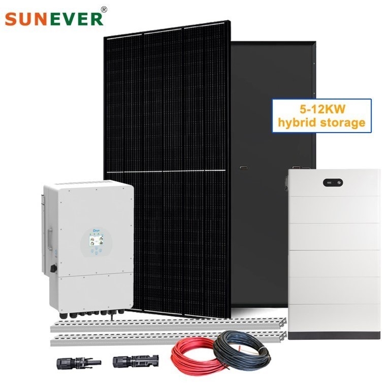 24시간 근무 시간 6kw 8kw 10kw 하이브리드 배터리 납-산 태양광 발전 시스템 가정용