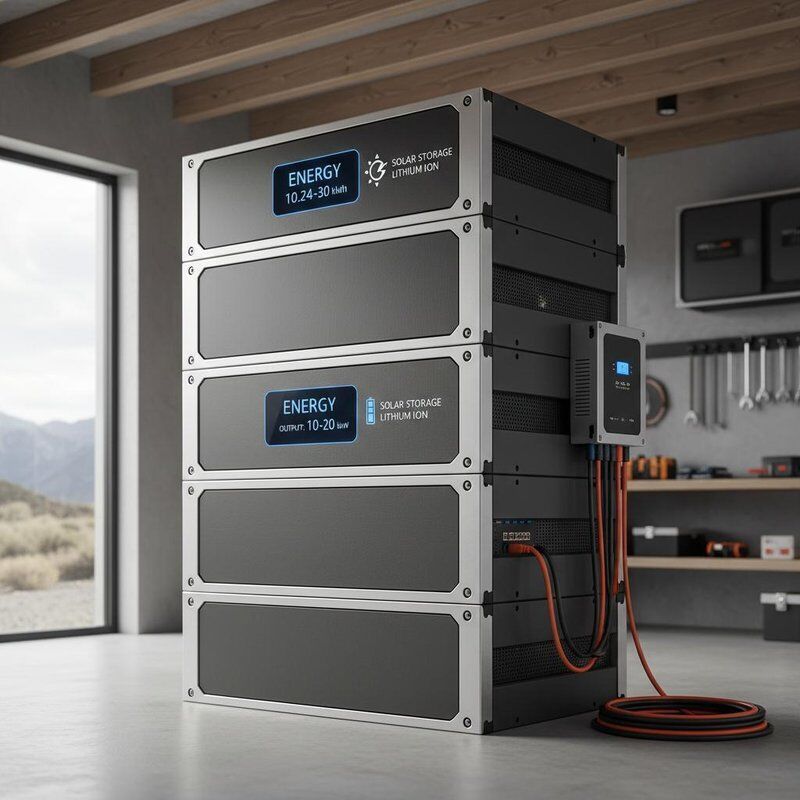 에너지 10.24kWh ~ 30kWh 태양광 저장 배터리 리튬 이온 출력 전력 범위 10 ~ 20KWh 오프 그리드 전력 저장 시스템